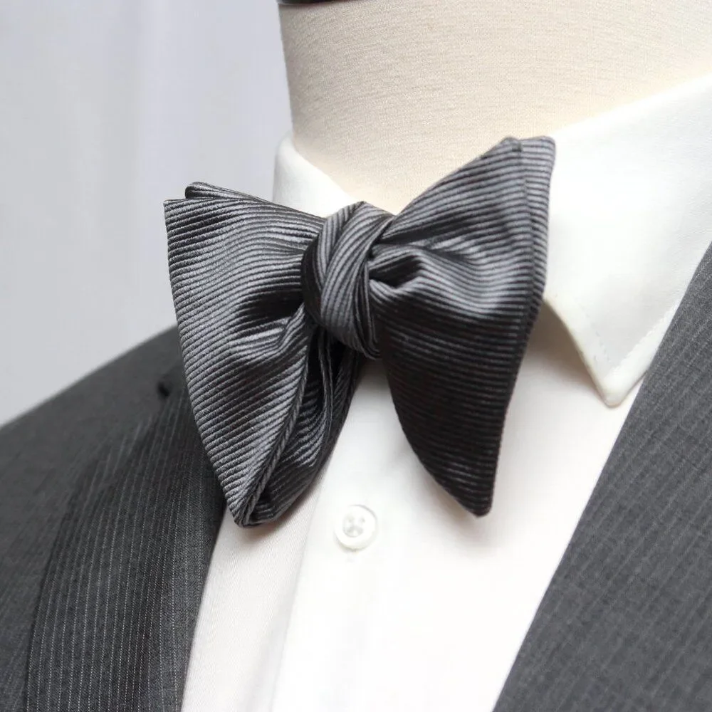 Men's Self-tied Bow Tie 100%Silk‎ Large Butterfly Grey S713